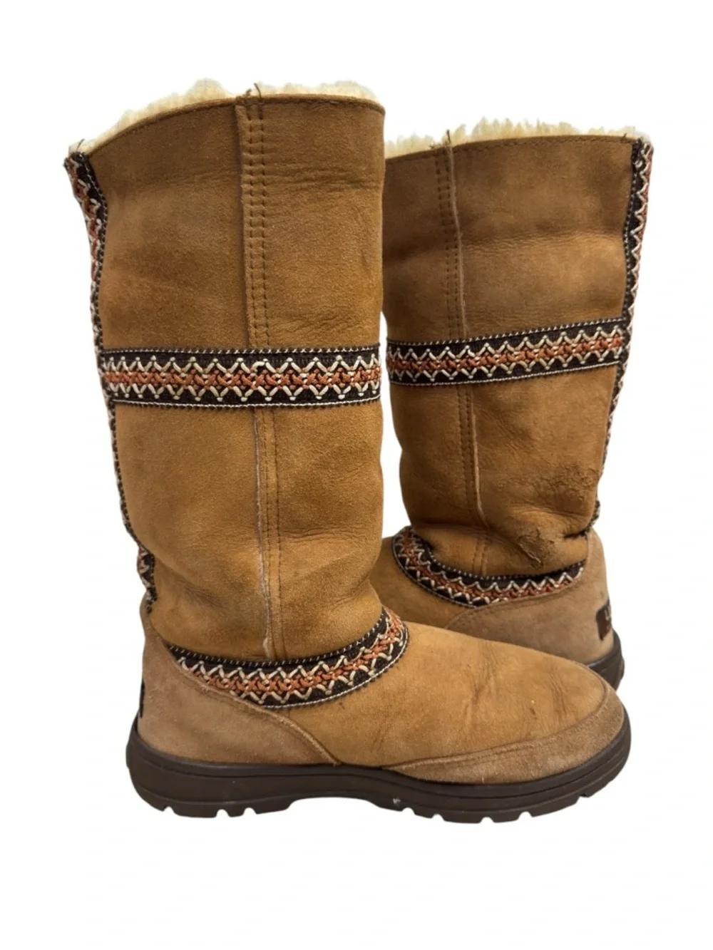 UGG Sundance Revival Chestnut Sheepskin Tasman Braid Boots Unique Womens US 6